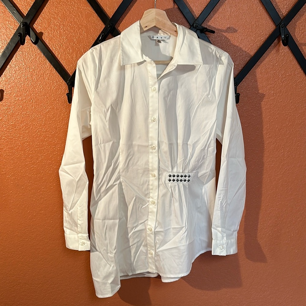 Asymmetric White Cabo Blouse with Studs